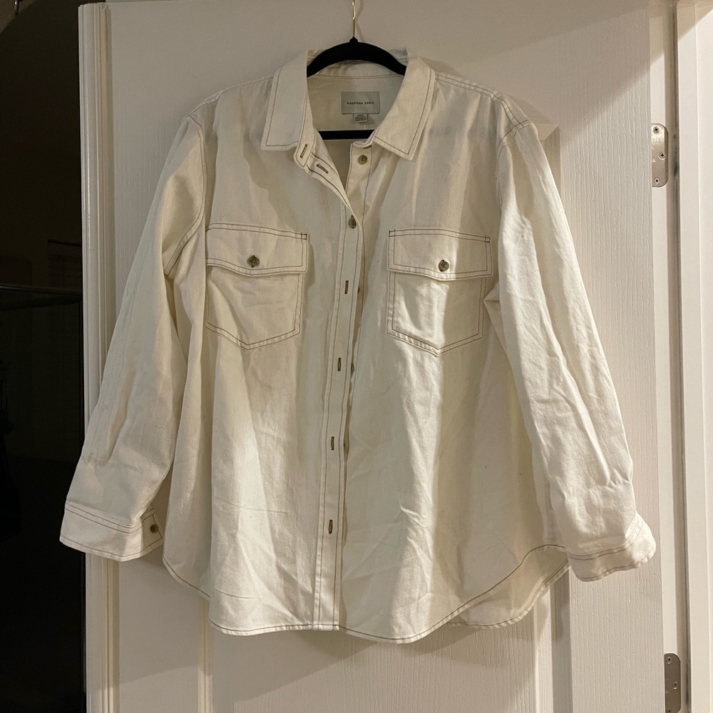 American Eagle Outfitters white over shirt, size Large, worn once